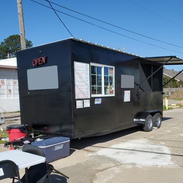 Unwrapped Black BBQ Trailer for Sale